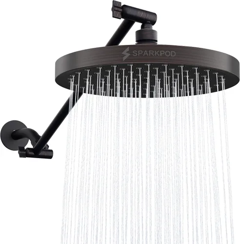 Miniatura 26 de SparkPod Cabezal de Ducha de Lluvia Redondo con Brazo de Extensión - Cabezal de Ducha de Altura Ajustable con Rendimiento de Alta Presión