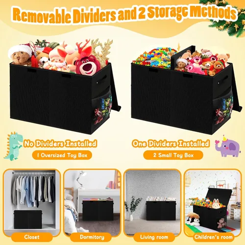 Miniatura 6 de Caja grande de almacenamiento de juguetes con divisor de tapa, organizador de juguetes plegable resistente para niños, cajas de almacenamiento