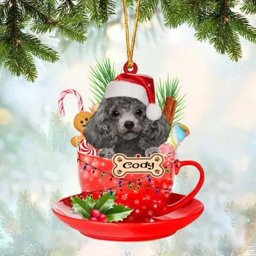Miniatura 42 de NAZENTI Adorno personalizado de Alaskan Malamute en taza roja, adorno de Navidad personalizado para perros amantes de las mascotas, colgante