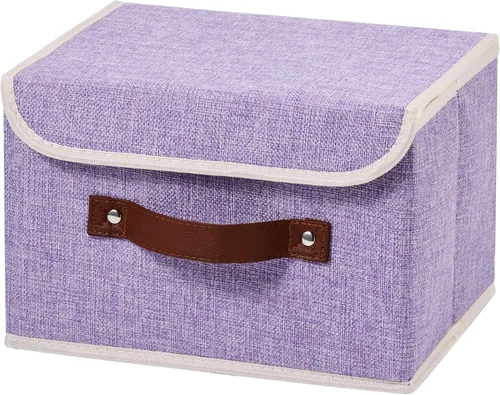 Miniatura 34 de Cajas de almacenamiento con tapa, contenedores de almacenamiento de tela de lino y algodón, contenedores organizadores, cestas decorativas plegables
