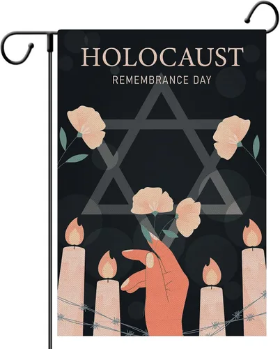 Nepnuser Bandera de jardín del holocausto judíos de lino, Israel, judío, Shoah, Día del Recuerdo, para interiores y exteriores, decoración de patio