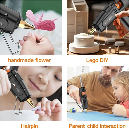 Miniatura 5 de Pistola de pegamento caliente IZIO con 21 barras de pegamento (7/16") y bolsa de almacenamiento - Calentamiento rápido de 100W (2-3 min), kit