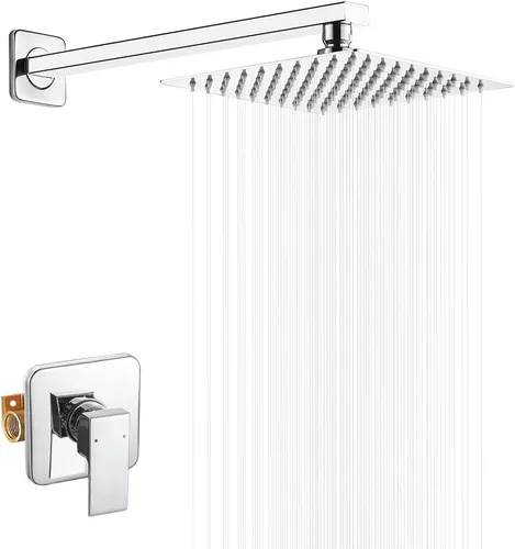 Miniatura 9 de Juego de grifo de ducha negro mate para baño, sistema de ducha de lluvia de lujo con cabezal de ducha de lluvia, kit de molduras de ducha de una