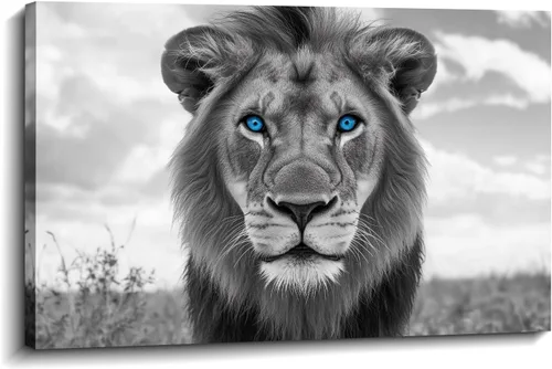 Miniatura 9 de LYUNSHUO Lienzo decorativo para pared, diseño de león y leona, animales en blanco y negro, imágenes de pareja, pintura abstracta de vida silvestre
