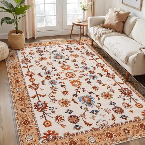 Miniatura 89 de Tangsoo Alfombra lavable para pasillo, antideslizante, 2 x 6 pies, estilo bohemio, floral, vintage, para entrada, suelo suave, para cocina, baño