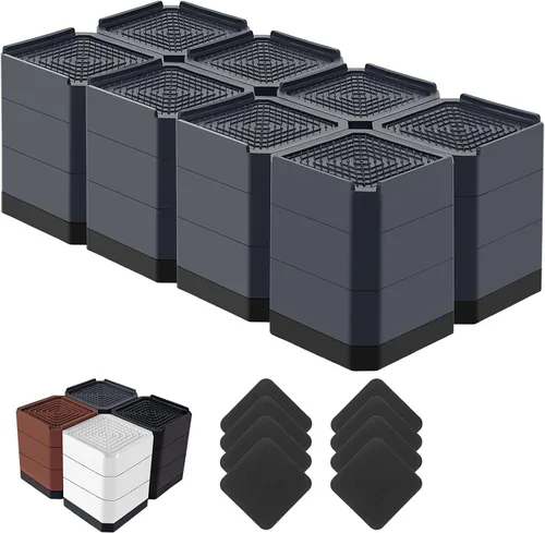 Miniatura 22 de Elevadores de cama resistentes, bloques elevadores de muebles ajustables de 1.5, 3, 4.3 pulgadas para patas de sofá, mesa, escritorio, refrigerador