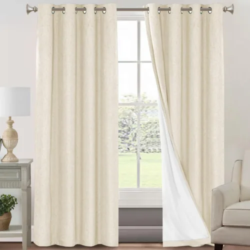 Miniatura 176 de Primitive - Cortinas opacas 100 % de lino texturizado natural para dormitorio, sala de estar, cortinas para ahorra energía, tela de arpillera