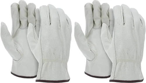 Miniatura 8 de ATERET 24 pares de guantes de trabajo de cuero vacuno resistentes y duraderos, talla XL I Guantes para conductores de camiones, almacenes