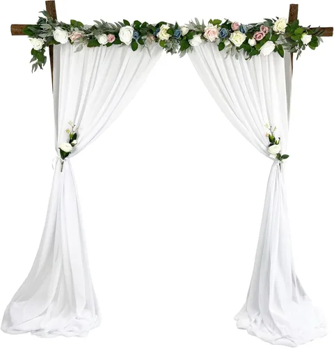 Miniatura 18 de Cortinas de fondo de gasa transparente de 10 x 10 pies (5 pies x 2 paneles), cortinas de tela de gasa para bodas, cortina larga transparente