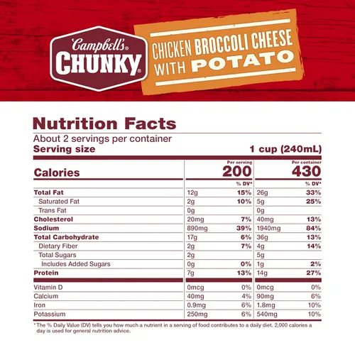 Miniatura 2 de Sopa Campbell’s Chunky, Sopa de Pollo con Brócoli y Queso, Lata de 18.8 Oz