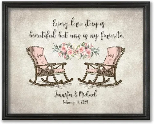 Miniatura 12 de Impresión personalizada para parejas y familias – Regalo de boda, aniversario o nueva casa – Nombres y fecha personalizados – Arte de pared elegante