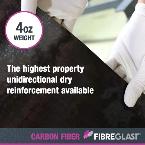 Miniatura 2 de Fibre Glast Fibra de carbono unidireccional – Tela de grafito de alta resistencia, ligera, impermeable y aerodinámica – Uso con resina epoxi