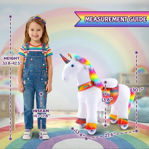Miniatura 6 de WondeRides Juguete de Montar Unicornio Caballo Pony Arcoíris, Juguete de Pony Unicornio de Montar de 30.1 Pulgadas de Altura, Animal Caminante