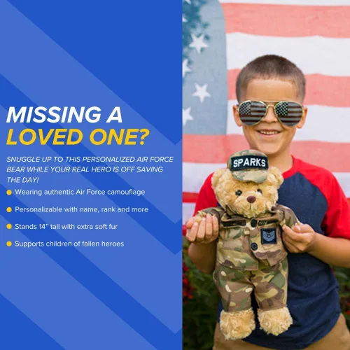 Miniatura 3 de Oso de peluche personalizado de la Fuerza Aérea de ZZZ Bears, regalo para graduados de campo de entrenamiento, veteranos y seres queridos