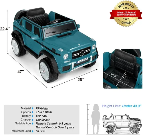Miniatura 7 de JOYLDIAS - Autos de paseo para niños, con licencia Mercedes-Benz Maybach G650S, 12V7AH, auto eléctrico de juguete alimentado por batería para niños