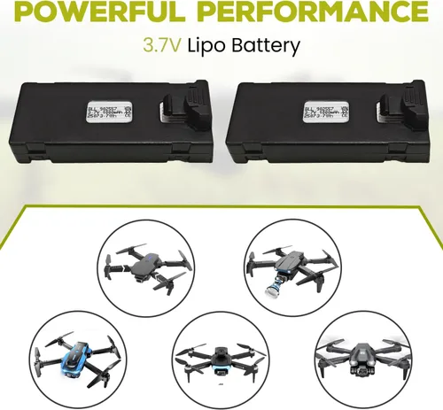 Miniatura 2 de sea jump 2PCS 3.7V 1000mAh Batería Lipo Adecuada para E88 E88MAX E99 E99MAX BD101 P15PRO P8 A13 A15 K10MAX RC Drone, Piezas de Repuesto de Batería