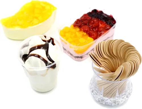 Miniatura 6 de Cucharas de postre de helado de madera de 3.9 pulgadas, cubiertos de madera desechables, paquete de 100