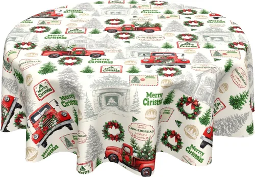 Miniatura 32 de Sweetshow Mantel Tropical Redondo de 60 Pulgadas para Verano Hoja de Palmera Hawaiana Verde Mantel Redondo de Poliéster Lavable Cubierta de Mesa
