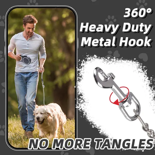 Miniatura 5 de PUPTECK Correa retráctil para perros con cable a prueba de mordidas para perros pequeños, medianos y grandes, correa resistente para entrenamiento
