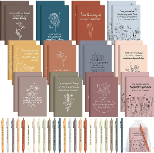 Miniatura 10 de Mooliwe Conjunto de Regalo de Afirmación Positiva de 24 Juegos/48 Piezas, Cuadernos de Gratitud con Bolígrafos, Bolsas Pequeñas, Blocs de Notas
