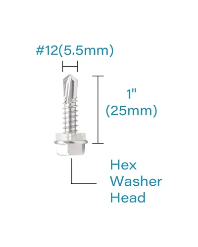 Miniatura 3 de IMScrews 100 tornillos autoperforantes de cabeza hexagonal de acero inoxidable #12 x 1, tornillos Tek de chapa de rosca completa de acero inoxidable
