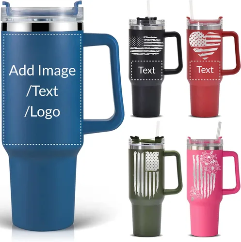 Miniatura 13 de Vaso de acero inoxidable con foto personalizada de 20 onzas / 30 onzas, taza de café personalizada con tapa y pajilla, taza aislada al vacío