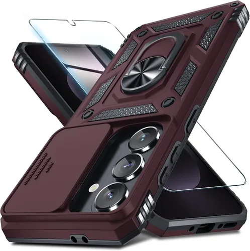 Miniatura 28 de Janmitta Compatible con Galaxy A15 5G Funda con Cubierta Deslizante Integrada para Lente de Cámara + Protector de Pantalla + Soporte de Anillo