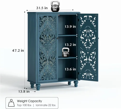 Miniatura 2 de Jiansu furni, Armario buffet de 63 pulgadas con puertas de vidrio arqueadas, moderna credenza de cocina negra con almacenamiento, mesa de consola