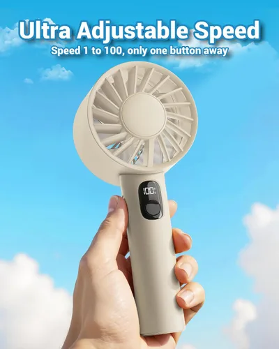 Miniatura 2 de FrSara Mini ventilador portátil de mano, pequeño ventilador personal recargable, artículos esenciales de viaje de verano con 6 velocidades, 3000