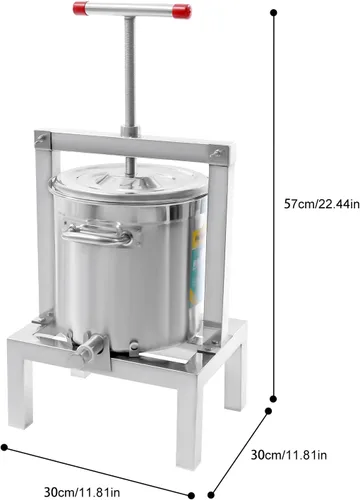 Miniatura 6 de DYRABREST Prensador y sidra de miel de frutas grandes de bricolaje, extractor de prensa de frutas para elaboración de vino y jugo con colador y cubo