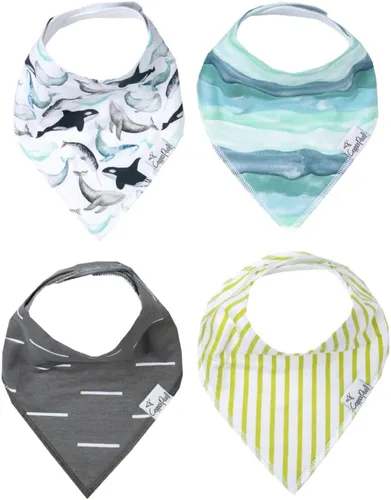 Miniatura 17 de Copper Pearl Baby Bibs 4 Pack, Printed Bandana Drool Bibs for Baby Girl & Boy, Soft Cotton Drooling Teething Bibs Claire