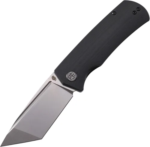 Petrified fish PFP01T Beluga, hoja lavada a la piedra K110 de 3.58 pulgadas, cerradura frontal Flipper Liner Navaja plegable (negro G10, lavado a la