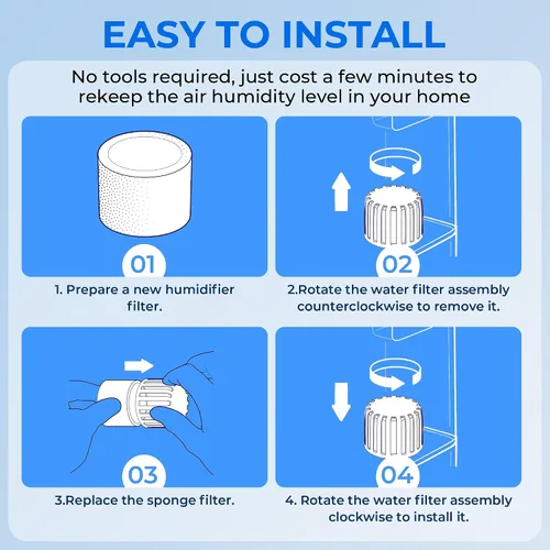 Miniatura 9 de Paquete de 30 filtros de repuesto para humidificador de llenado superior para humidificadores LEVOIT Classic160, Dual150, Dual200S, Classic300(S)