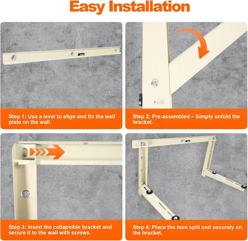Miniatura 7 de Soporte de montaje en pared para exteriores, soporta hasta 265 libras, condensador de 9000-18000 Btu, para colgar sistemas de bomba de calor de aire