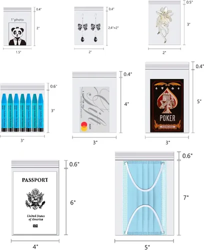Miniatura 4 de 500 bolsas pequeñas transparentes con cremallera de 1.5 x 2 pulgadas, bolsa de plástico resellable con cremallera, bolsas de polietileno de 2 mil
