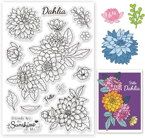 Miniatura 9 de ORIGACH Sellos transparentes de margaritas, sellos de silicona transparente floral para hacer tarjetas, álbumes de recortes, decoración de álbumes