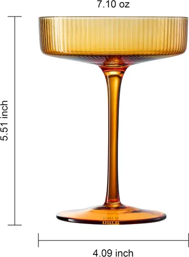 Miniatura 7 de Khen Copas Coupe Vintage Art Déco Acanaladas - Copas Acanaladas para Martini, Champán y Cóctel de 8 oz Bonitos Juegos de Cristalería - Cristalería