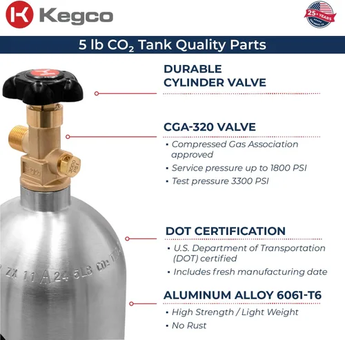 Miniatura 4 de Cilindro de aire de gas comprimido de tanque de CO2 de aluminio de 5 lb