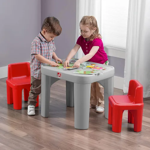 Miniatura 3 de Set de mesa y sillas Step2 Mighty My Size para niños, mesa de actividades de sala de juegos para manualidades, hecha de plástico duradero, para Gris