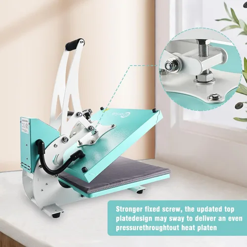 Miniatura 3 de ColorSub 15x15 Prensa Térmica para Camiseta con Cajón Deslizante, Máquina de Prensa Térmica para Sublimación, Azul Verde Lado hacia fuera-verde