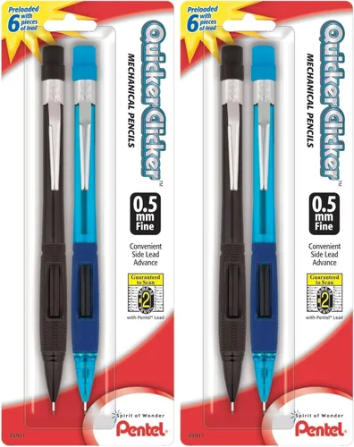 Miniatura 4 de Pentel Quicker Clicker - Lápiz mecánico, 0.020 in, surtido, 2 por paquete (PD345BP2-K6)