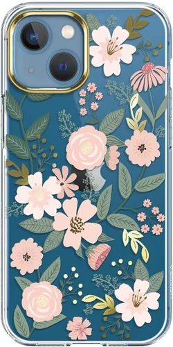 Miniatura 8 de luolnh Funda compatible con iPhone 13 con flores, para mujeres femeninas, a prueba de golpes, transparente con patrón floral para iPhone 13 de 6.1