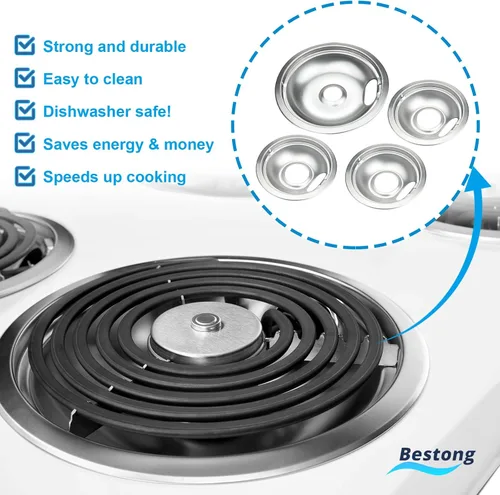 Miniatura 3 de Moldes de goteo Chrome Range compatibles con GE, Hotpoint y Kenmore Electric Stove - Reemplazo para WB31T10010, WB31T10011