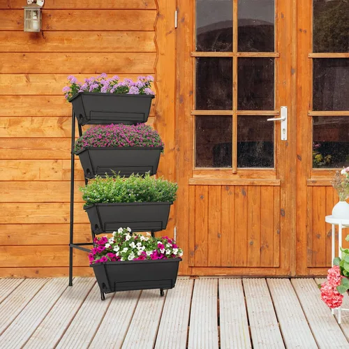 Miniatura 6 de OYEAL Cama de Jardín Elevada de 4 Niveles Jardineras Verticales para Interior y Exterior Caja de Jardinera Elevada con Patas Jardinera de Hierbas