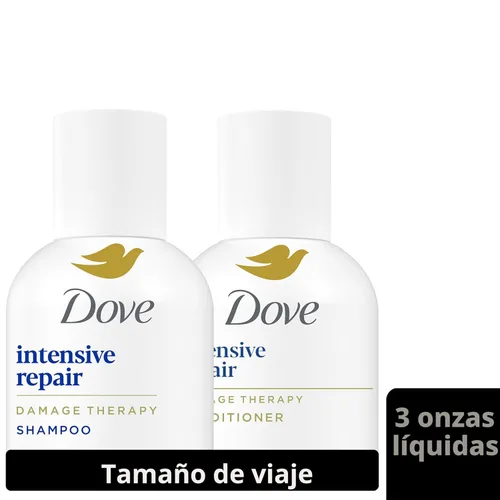 Miniatura 9 de Set de Champú y Acondicionador Dove Travel Essentials – Soluciones Nutritivas Dove de Reparación Intensiva para Cabello Dañado, 3 Oz Cada