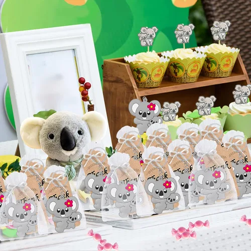 Miniatura 4 de CiciBear Paquete de 24 llaveros de koala para decoración de fiesta temática de koala, amante de los animales, cumpleaños de niños, baby shower
