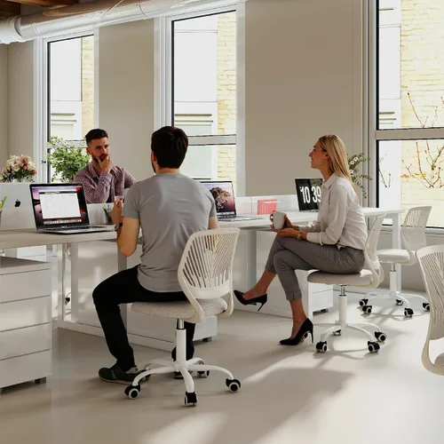 Miniatura 3 de Homy Casa Silla de oficina ergonómica con cojín de tela transpirable y base giratoria ajustable para espacios de trabajo comerciales y oficinas