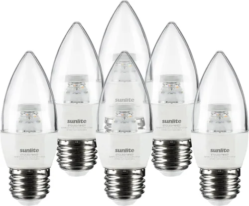 Miniatura 11 de Sunlite foco LED B13 Torpedo decorativo para candelabro, 7 vatios (equivalente a 60 vatios), 500 lúmenes, 120 voltios, regulable, base E26, Energy