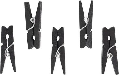 Miniatura 7 de Restaurantware Pinzas para la ropa negras de 1.2 pulgadas, 500 mini pinzas para la ropa, desechables, resistentes, clips de madera de bambú negro