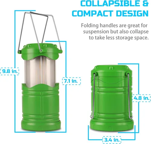 Miniatura 2 de Lichamp Paquete de 4 linternas LED para campamento, velas plegables sin llama, velas de té, luces de campamento portátiles a batería, kit de Verde